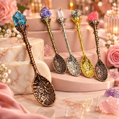 Vintage Crystal-Topped Floral Spoon ✨ | Romantic Coffee & Tea Accessory