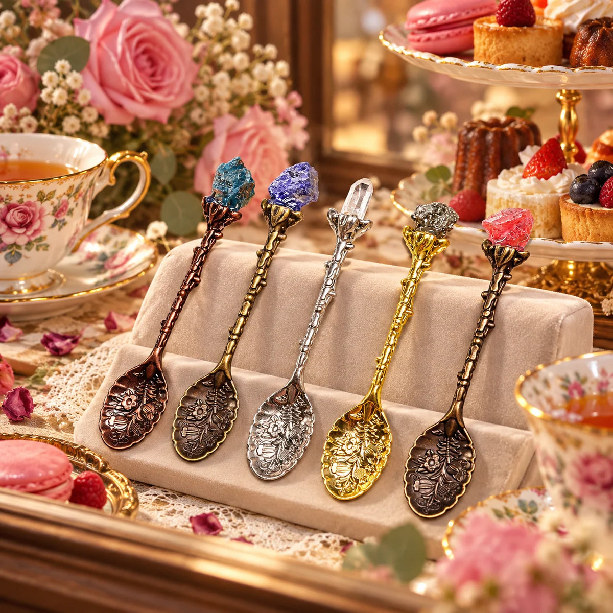 Vintage Crystal-Topped Floral Spoon ✨ | Romantic Coffee & Tea Accessory