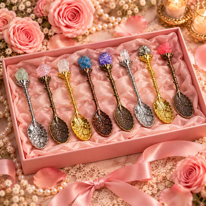Vintage Crystal-Topped Floral Spoon ✨ | Romantic Coffee & Tea Accessory