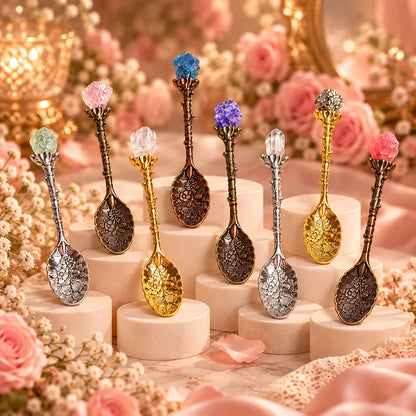 Vintage Crystal-Topped Floral Spoon ✨ | Romantic Coffee & Tea Accessory