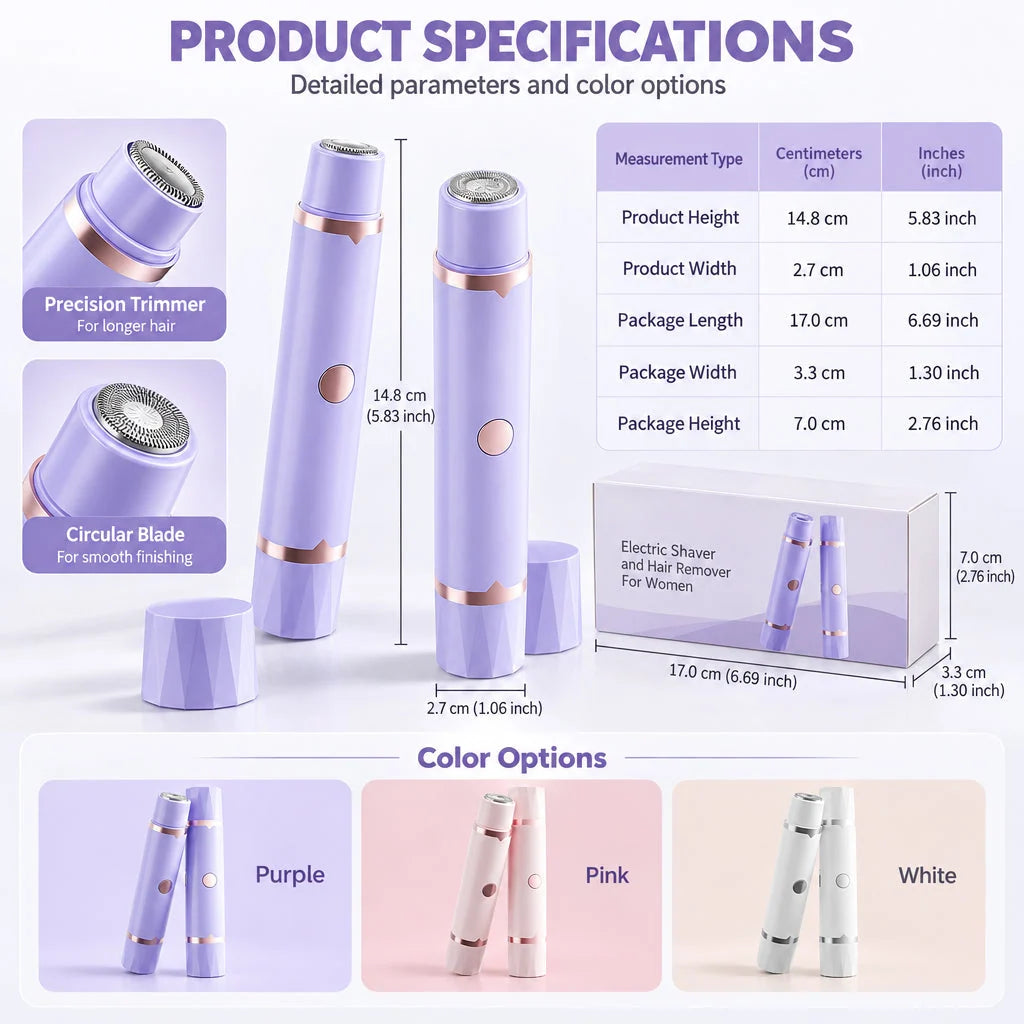 Portable Electric Hair Remover for Women Dual Head Body Shaver and Bikini Hair Trimmer