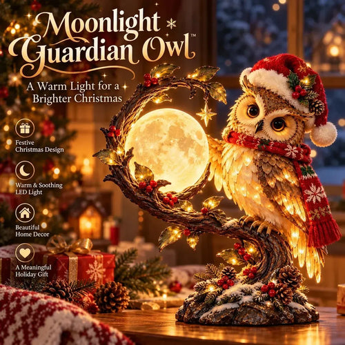 🦉🌙 Moonkeeper Owl™ – Glowing Moon Christmas Owl with Warm LED Light 🎄✨
