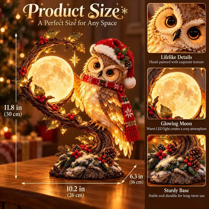 🦉🌙 Moonkeeper Owl™ – Glowing Moon Christmas Owl with Warm LED Light 🎄✨