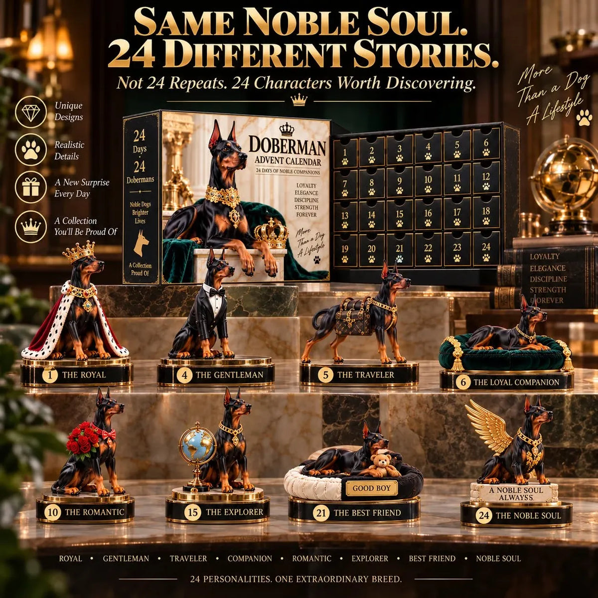 🐕‍🦺One Noble Soul, 24 Different Stories – Doberman Countdown Collection