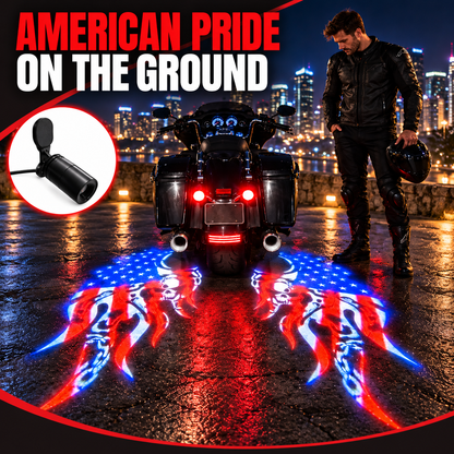 🏍️Patriotic Eagle Motorcycle Ground Projection Lamp 🇺🇸