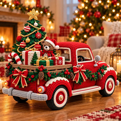 🎄🧶 Vintage Christmas Truck Crochet Pattern (Digital PDF) 🛻🎁 | Red Pickup Amigurumi, Tree, Teddy Bear & Holiday DIY ✨
