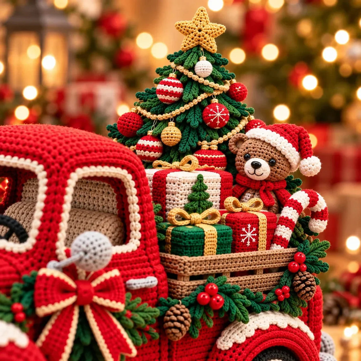 🎄🧶 Vintage Christmas Truck Crochet Pattern (Digital PDF) 🛻🎁 | Red Pickup Amigurumi, Tree, Teddy Bear & Holiday DIY ✨