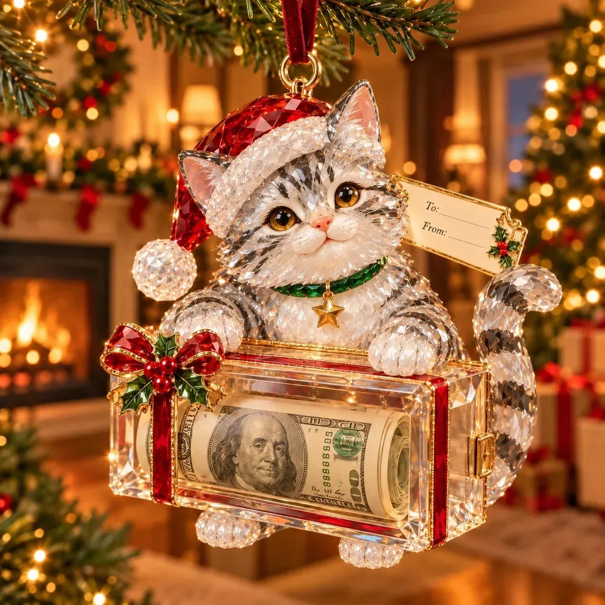 🎄 Christmas Cash Gift Ornament | 20 Crystal-Style Designs with Money Holder & Gift Tag 🎁