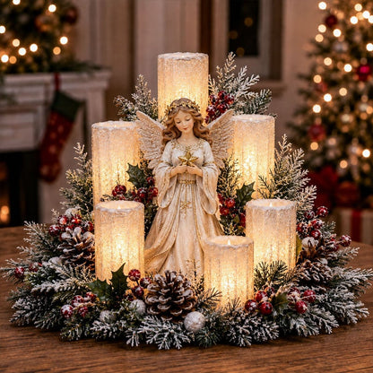Christmas Hot Sale🎄Christmas Lighted Centerpiece with Flameless Candle Glow