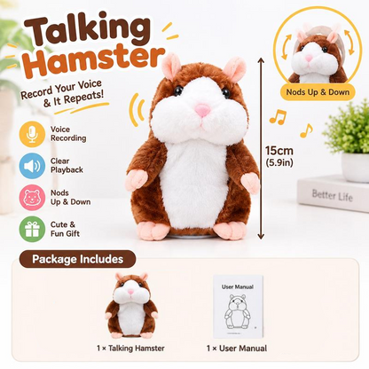 🐹🎁现享50%折扣！会说话的仓鼠毛绒玩具——能模仿你说话，自动摇头互动毛绒玩偶，逗趣益智玩具，适合儿童与派对娱乐