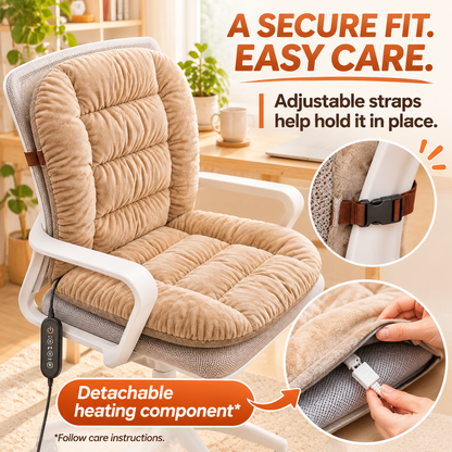 🔥 Plush Heated Chair Cushion – Cozy Warmth for Your Seat & Back 🛋️