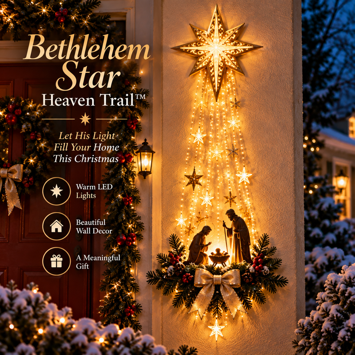 ✨ Nativity Wall Light — Warm Golden Glow for a Meaningful Christmas