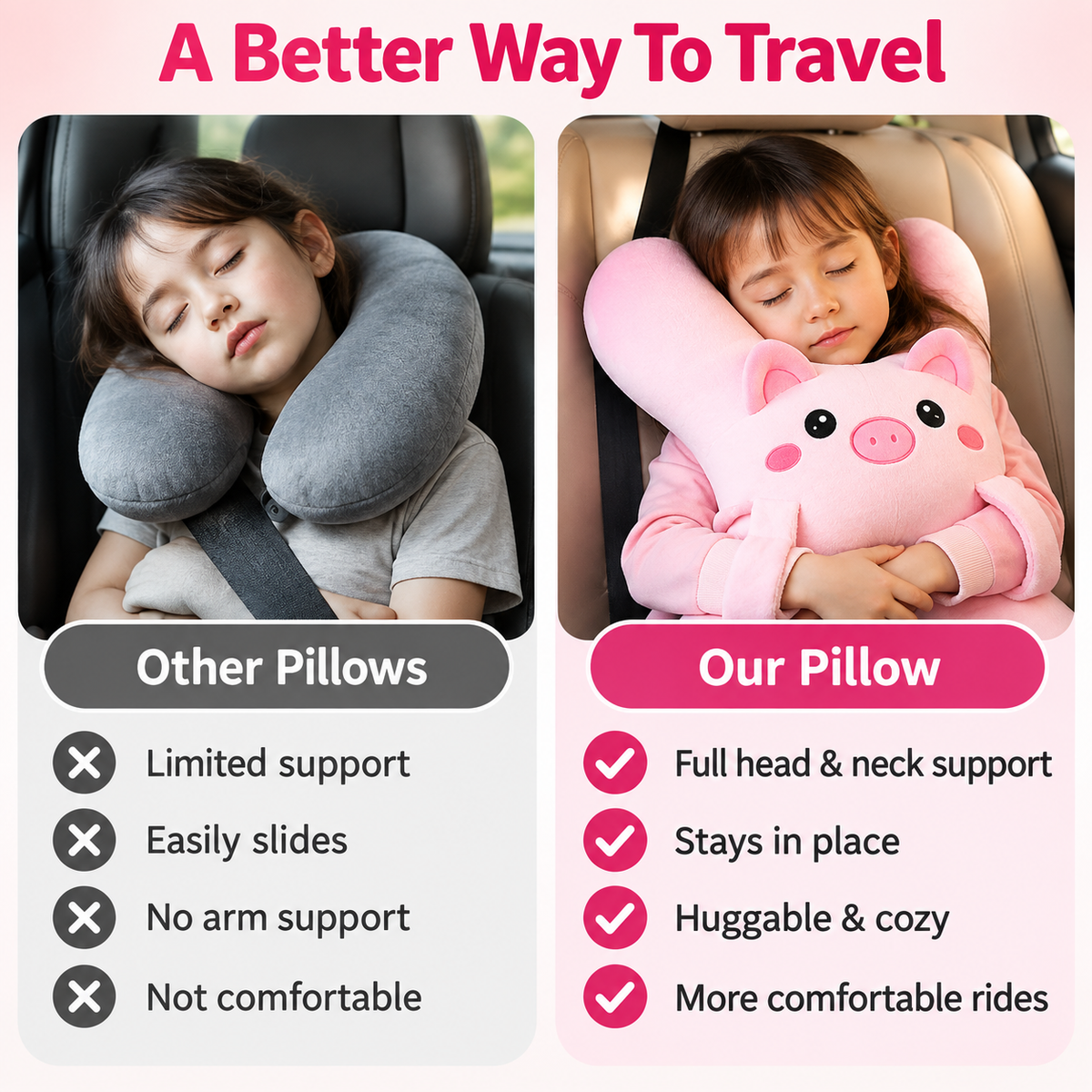 🚗 限时五折优惠 — 儿童汽车旅行助眠支撑枕