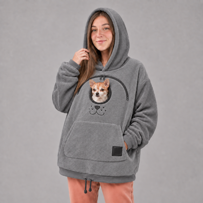 🐾 舒适抓绒宠物互动连帽衫 – 保暖且支撑性好的小型宠物背带服