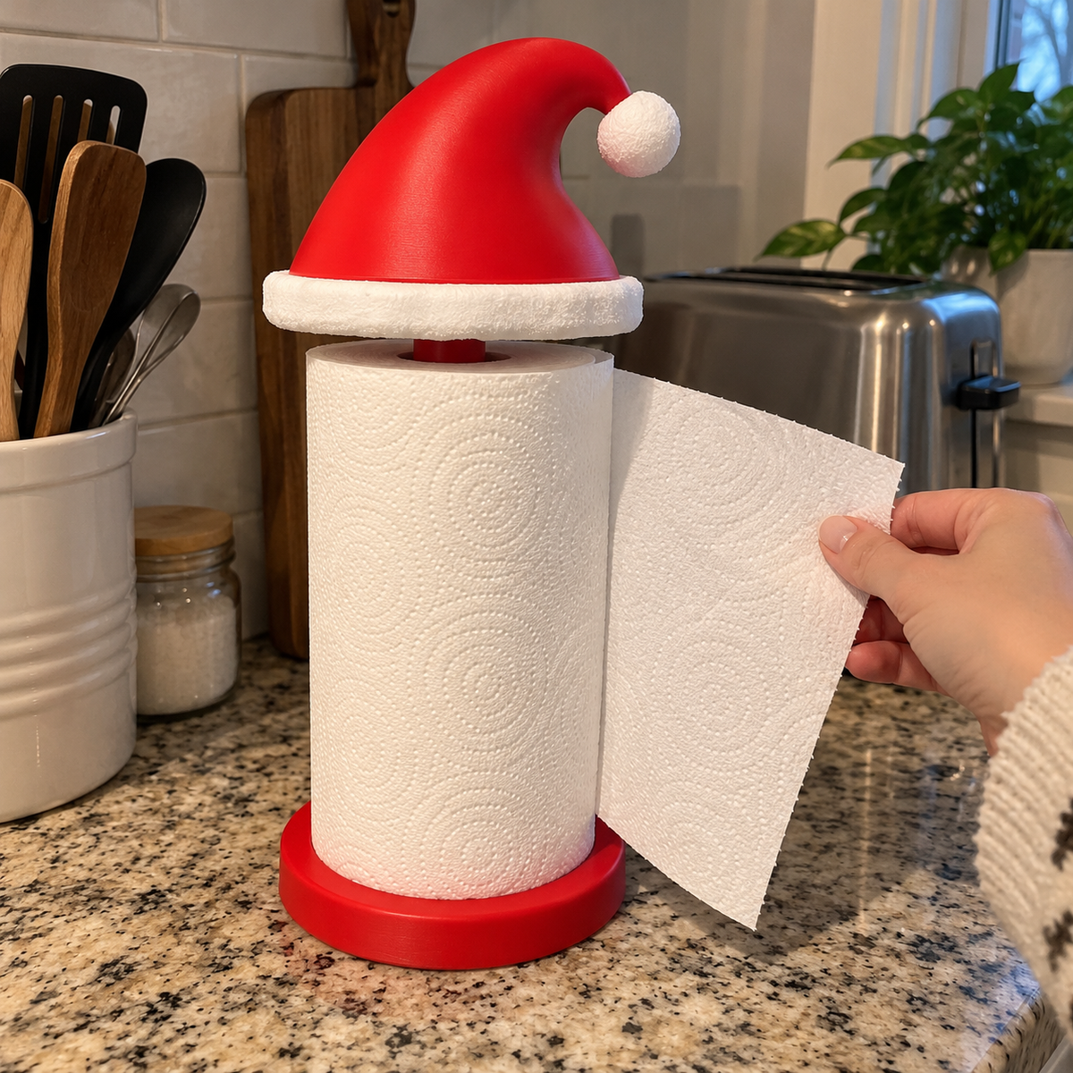 50% OFF🎅🎄 Santa Hat Paper Towel Holder – Festive Christmas Kitchen Decor ！！！🎁