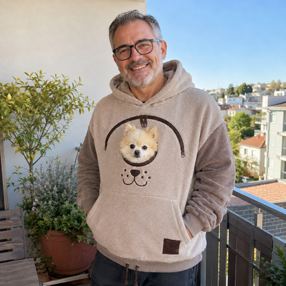 🐾 舒适抓绒宠物互动连帽衫 – 保暖且支撑性好的小型宠物背带服