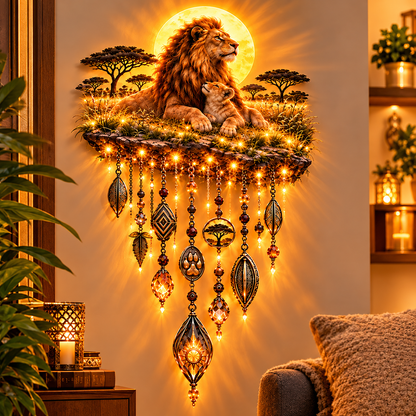 🔥 Limited-Time 49% OFF – Today 59% OFF🔥Majestic Savannah Family Glow™ – Lion & Cub Illuminated Wall Decor
