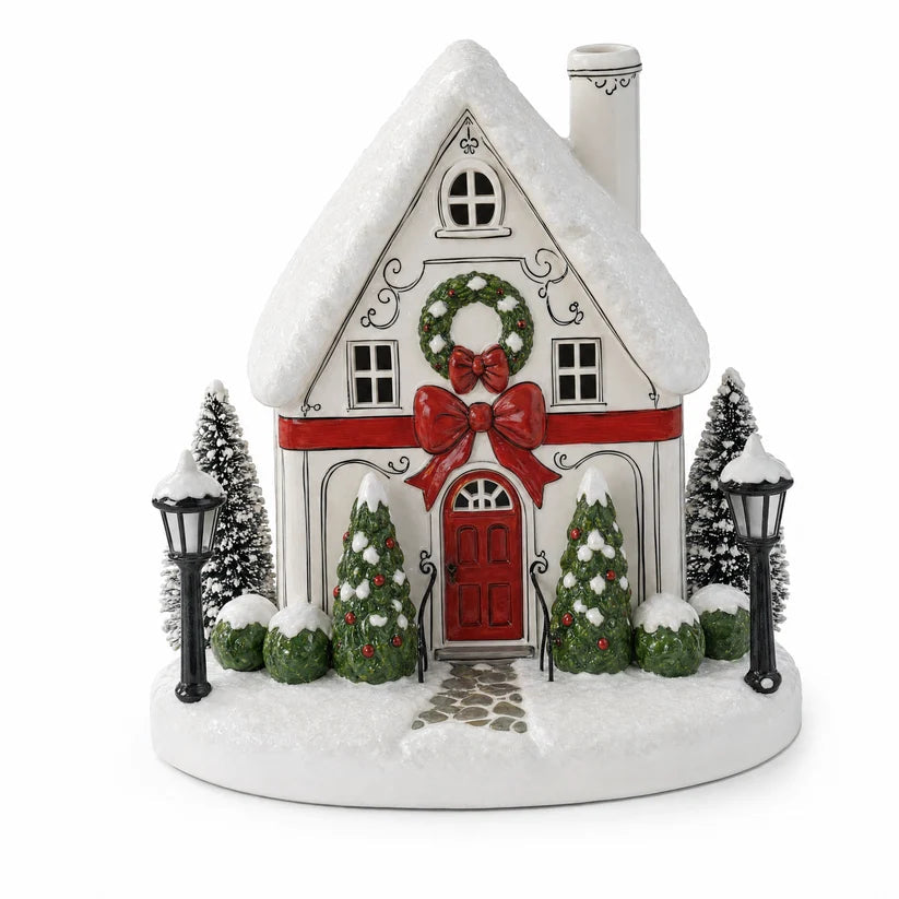 🎄✨ 圣诞小屋香薰加湿器——发光的节日村庄小屋，带烟囱雾效和温馨 LED 灯 🏠