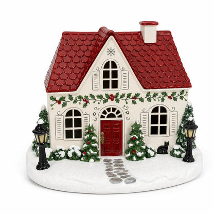 🎄✨ 圣诞小屋香薰加湿器——发光的节日村庄小屋，带烟囱雾效和温馨 LED 灯 🏠
