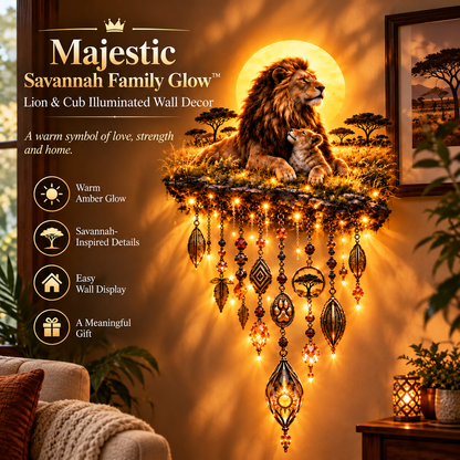 🔥 Limited-Time 49% OFF – Today 59% OFF🔥Majestic Savannah Family Glow™ – Lion & Cub Illuminated Wall Decor
