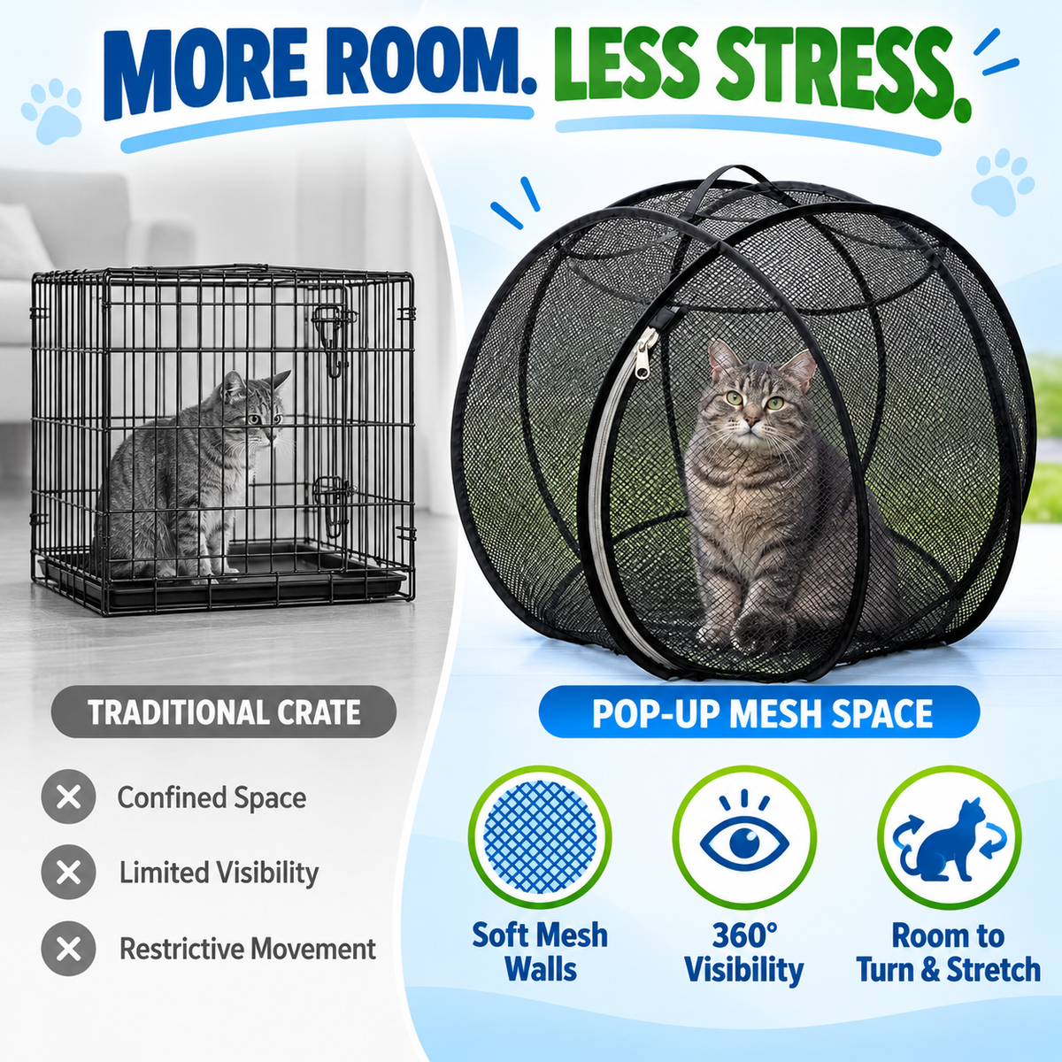 🐱🌿 FreshAir Cat Haven™ – 便携式网状游戏围栏
