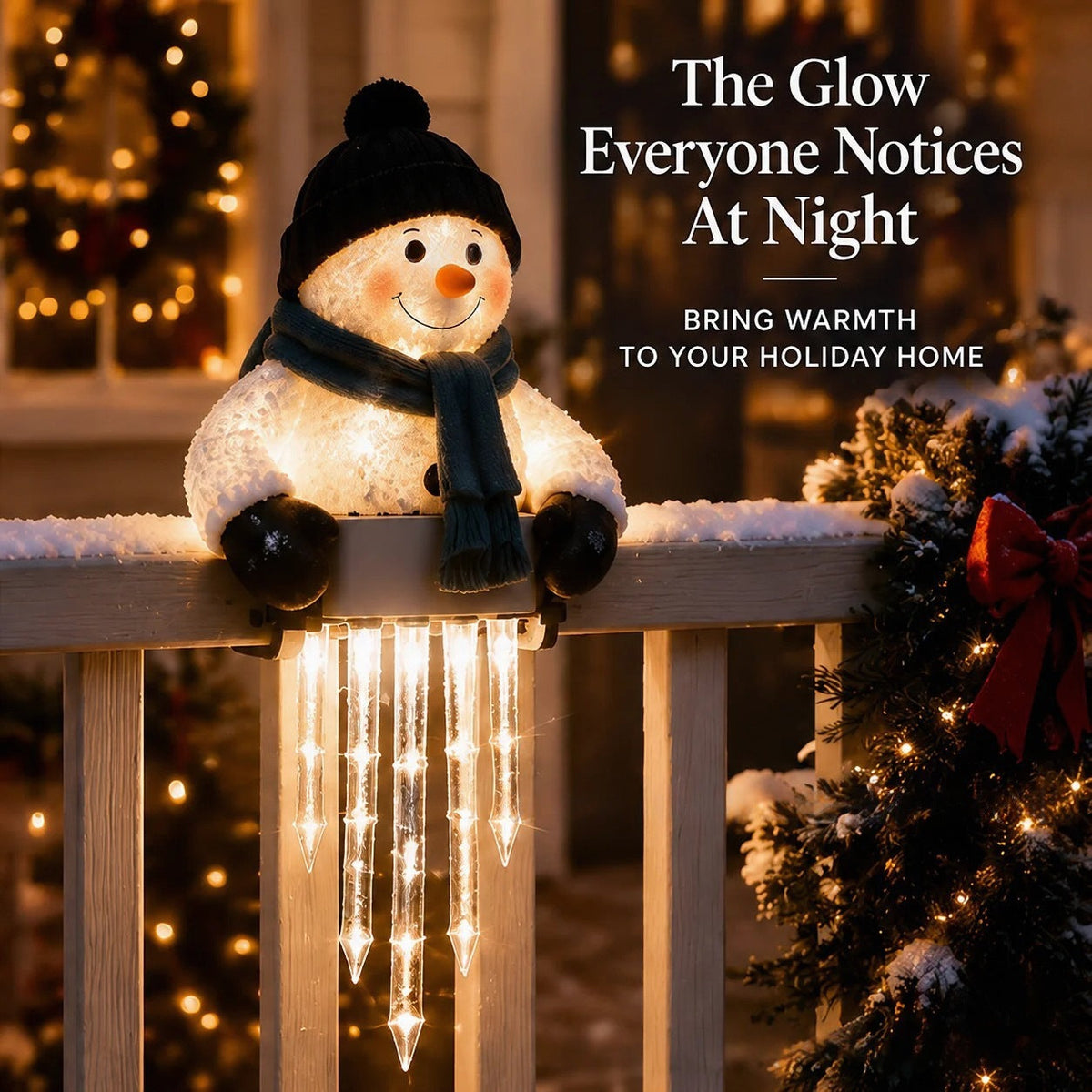 ☃️ WinterGlow Snowman Icicle Lights – Magical Christmas Hanging Decor ✨