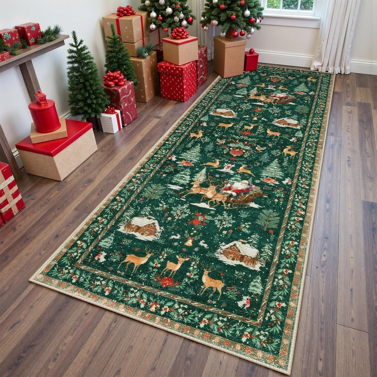 🎄 Cozy Christmas Runner Rug – Washable Non-Slip Holiday Floor Decor