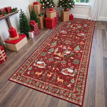 🎄 Cozy Christmas Runner Rug – Washable Non-Slip Holiday Floor Decor