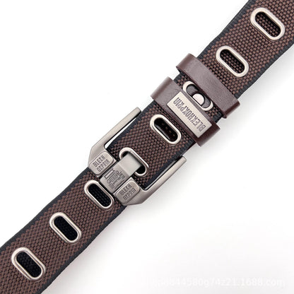 Trendy Men’s Canvas Belt with Pin Buckle