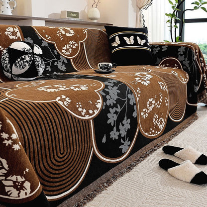 Botanical Elegance — A Luxury Green Sofa Throw for the Refined Home