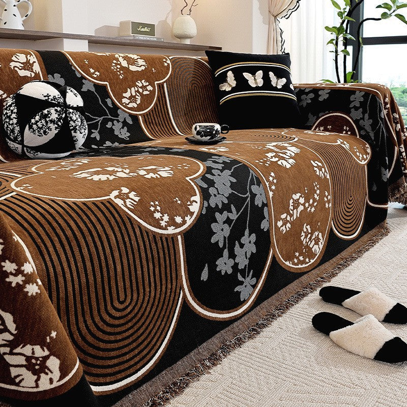 Warm mocha patterned sofa throw
