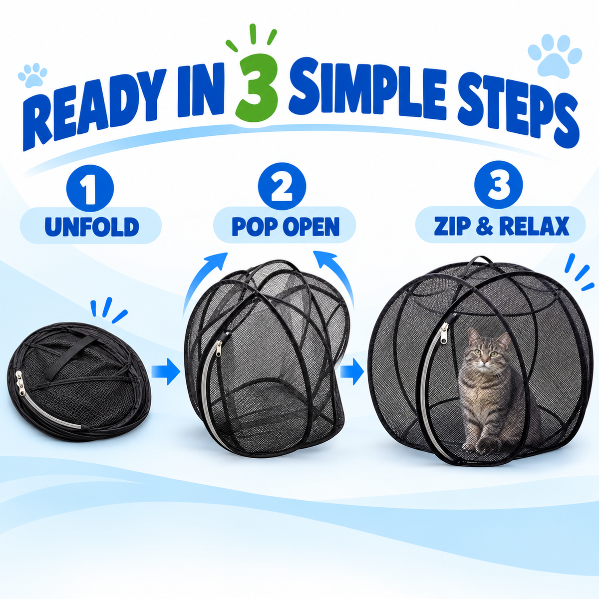 🐱🌿 FreshAir Cat Haven™ – 便携式网状游戏围栏