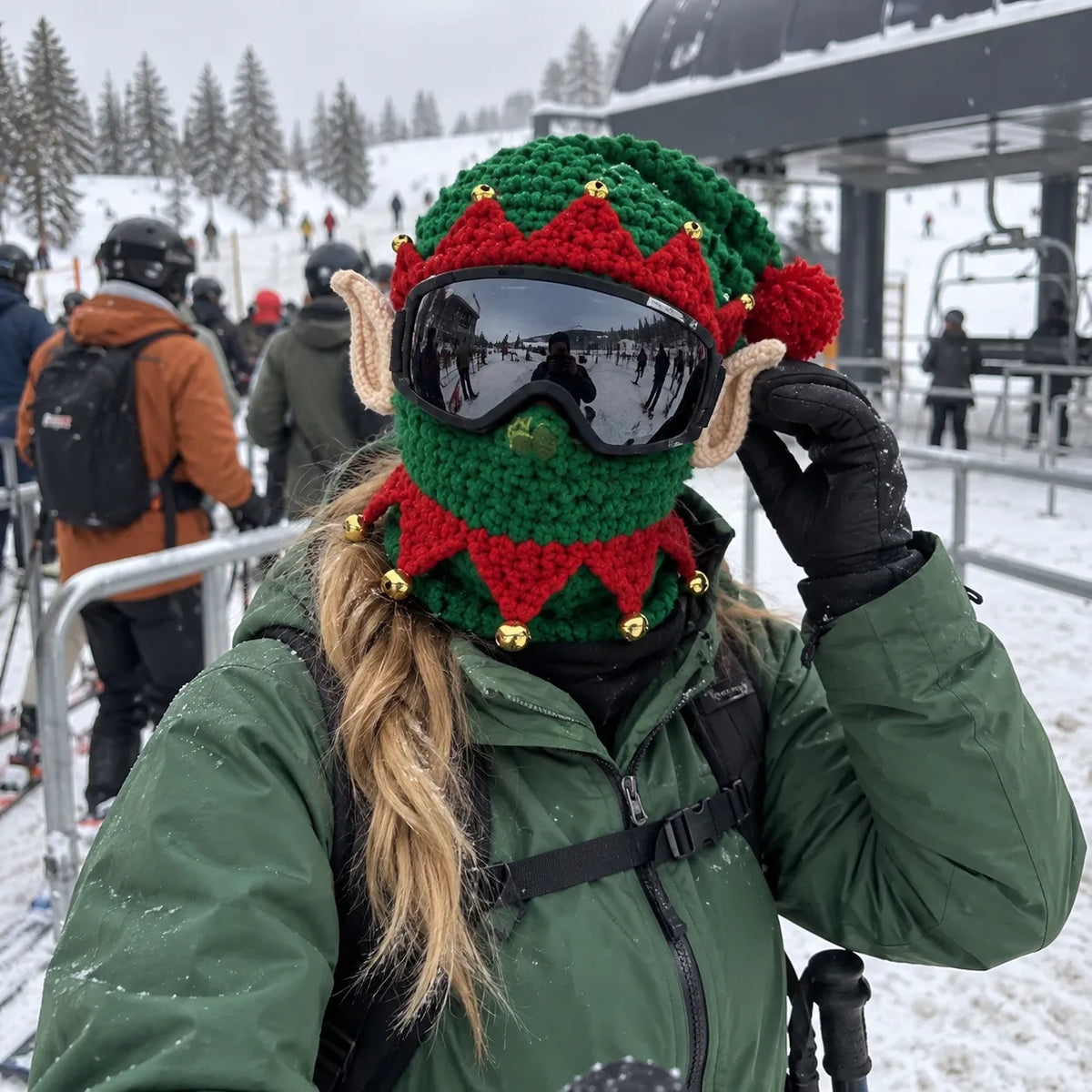 🎅🏂 3D圣诞针织滑雪面罩 | 🌬️保暖全脸罩，3款节日款式，适合滑雪之旅、派对和冬季探险