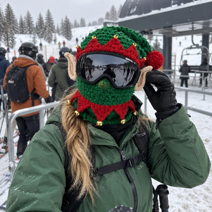 🎅🏂 3D圣诞针织滑雪面罩 | 🌬️保暖全脸罩，3款节日款式，适合滑雪之旅、派对和冬季探险
