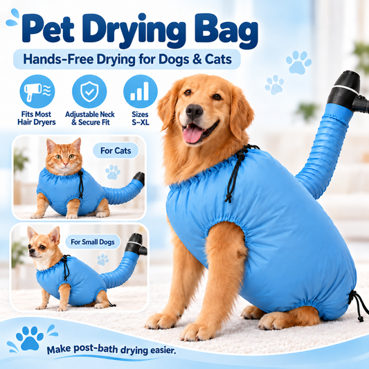 🐶🐱 Pet Drying Bag – Hands-Free Hair Dryer Wrap for Dogs & Cats 💨