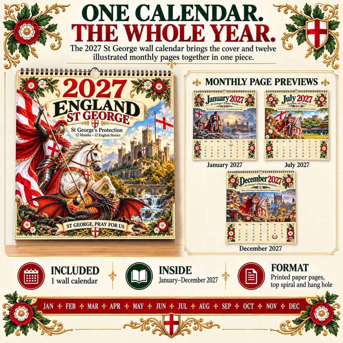 🛡️ 2027年圣乔治挂历——12幅展现信仰、勇气与英格兰传统的插画	scene