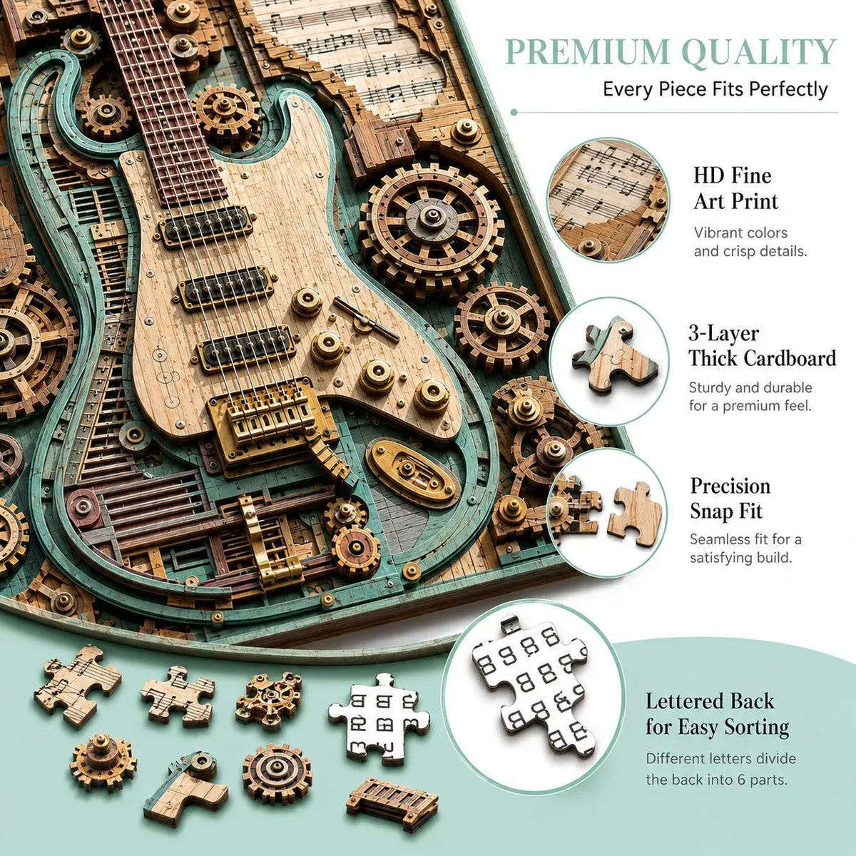 🔥最后一天 69% OFF-🧩创意蒸汽朋克吉他 3D 拼图