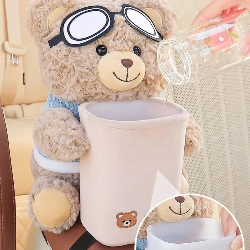 Plush Bear Car Organizer & Tissue Holder