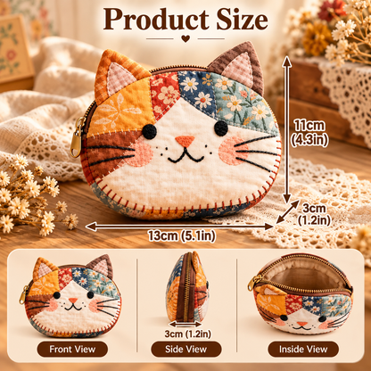 手工拼布猫咪零钱包