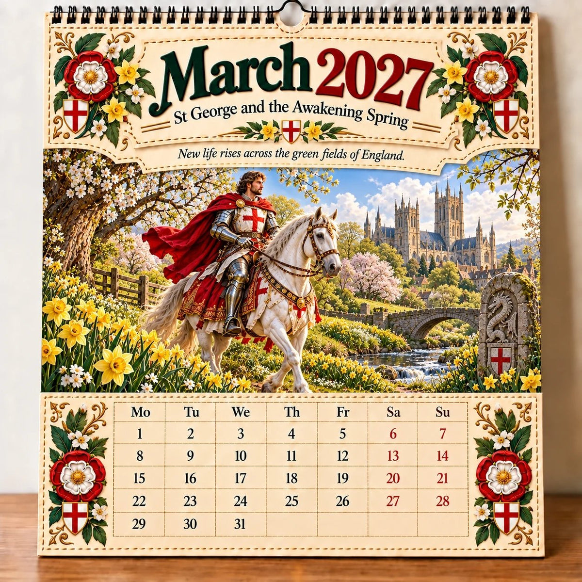🛡️ 2027年圣乔治挂历——12幅展现信仰、勇气与英格兰传统的插画	scene