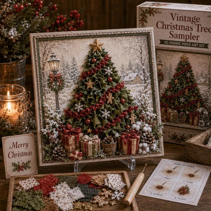 🔥 最后一天五折优惠 – 🎄 DIY 3D 布艺戳戳乐圣诞纪念品套装 – 无需缝纫的节日手工，附带展示架 ✨