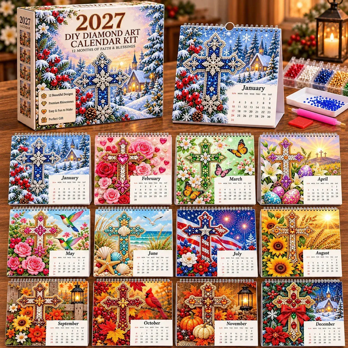 ✝️💎2027 Faith & Blessings DIY Diamond Art Calendar Kit(📦Buy 2 Free Shipping)