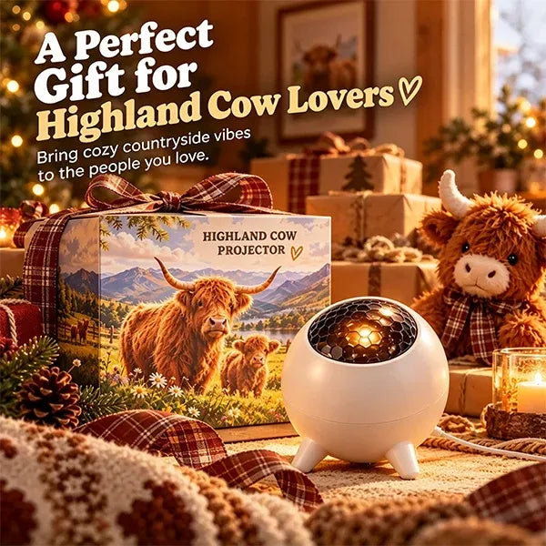 Highland Cow Projector – Cozy Countryside Room Decor