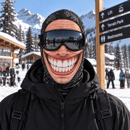 🎿 逼真面部巴拉克拉法帽 – 适合寒冷天气探险的趣味滑雪面罩