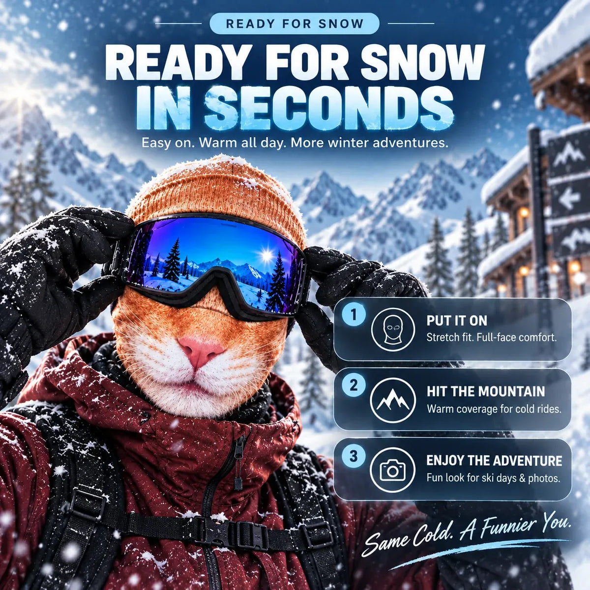 ⏳ 49% OFF – 🦊 搞笑动物脸滑雪面罩 | 每个人都会问起的最搞笑冬季护面面罩