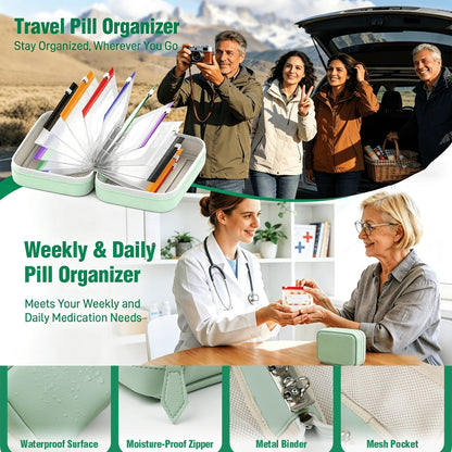 💊 A8 防水14色分类药盒收纳盒 – 便携式活页式一周旅行用药品收纳盒，适用于药品、维生素和膳食补充剂
