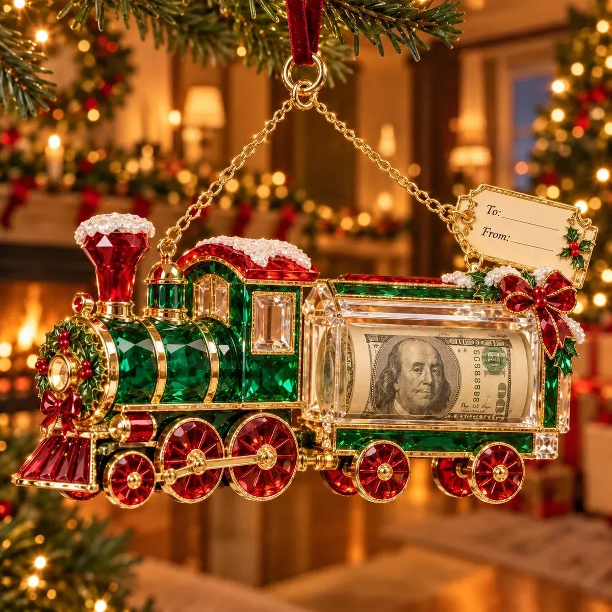 🎄 Christmas Cash Gift Ornament | 20 Crystal-Style Designs with Money Holder & Gift Tag 🎁