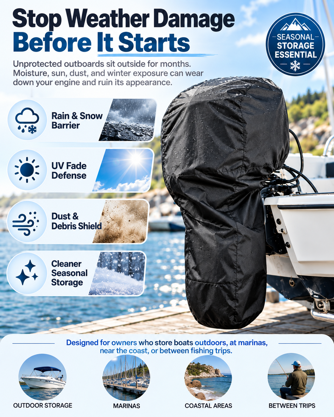 🎃Halloween Deal 50% OFF!🚤420D Full Outboard Engine Cover – Weather-Resistant Protection for Storage