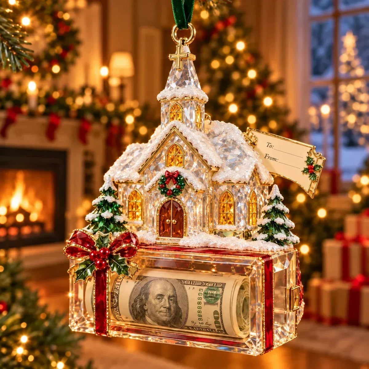 🎄 Christmas Cash Gift Ornament | 20 Crystal-Style Designs with Money Holder & Gift Tag 🎁