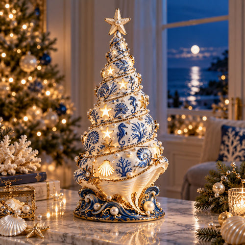 🌊🎄 海滨圣诞贝壳树——节日装饰投影灯